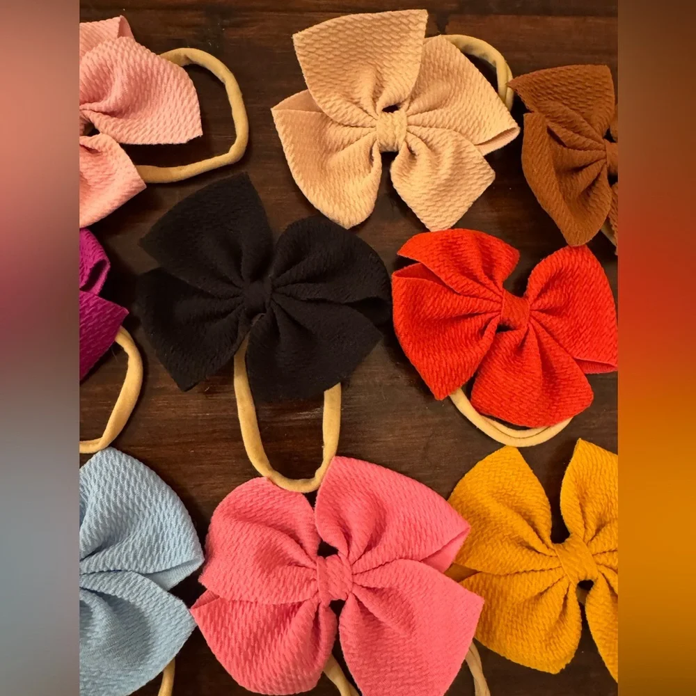 Colorful Bow Hair Ties Set for Kids girls infant toddler bows 9 total